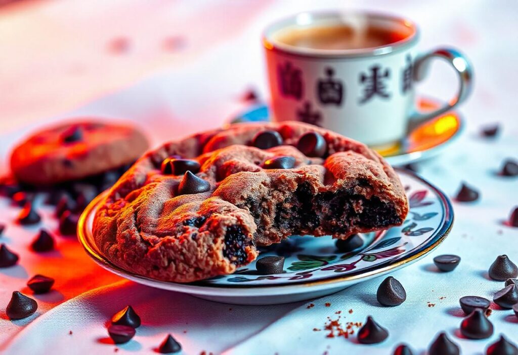 Viral crookie on a plate showing cookie and brownie layers.