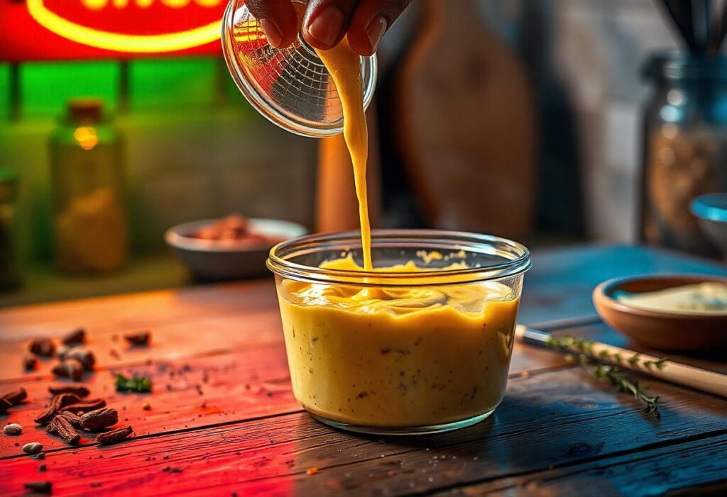 Airtight glass containers filled with freshly made smoked queso on a kitchen countertop