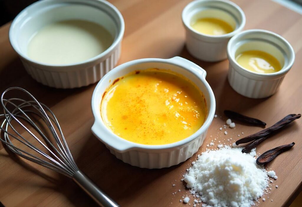 Ingredients for crème brûlée.