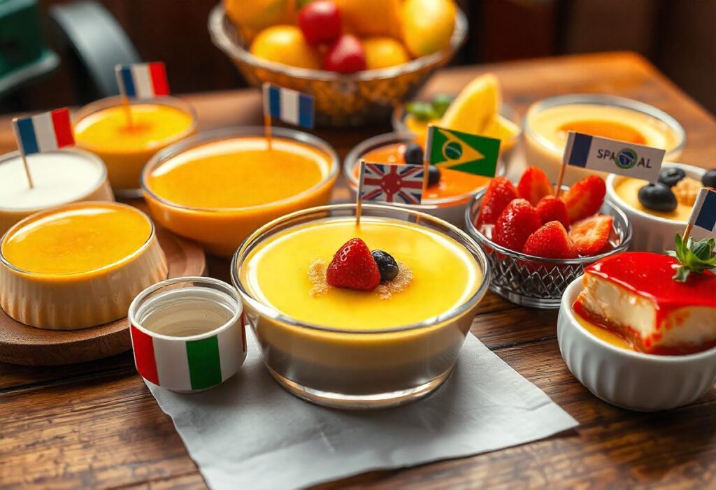 Flan and crème brûlée on a table
