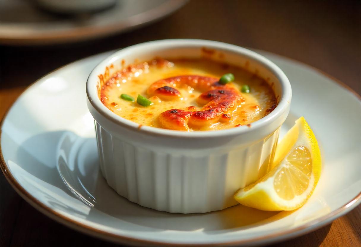 Elegant Crab Brulee with caramelized crust