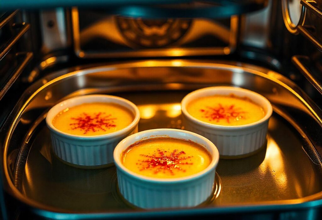 Crab Brulee baking in ramekins