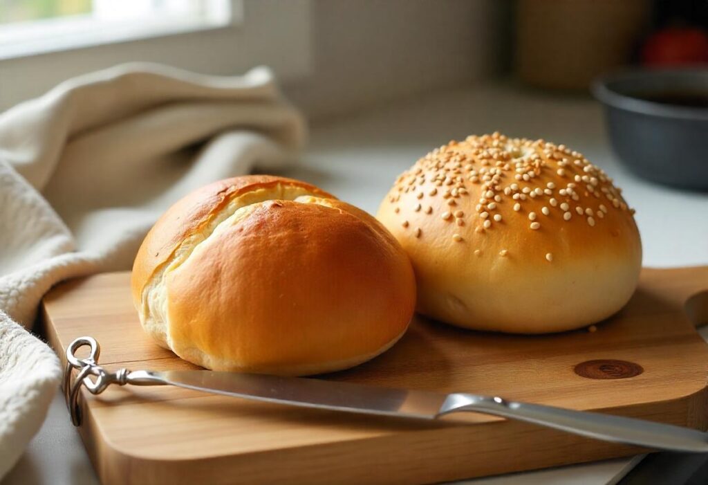 What's the Difference Between Brioche and Buns? 2 What's the difference between brioche and buns – visual comparison of brioche and regular bun texture and color